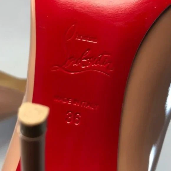 CHRISTIAN LOUBOUTIN Neutral Pigalle Follies 100 Patent Leather Pumps Heels